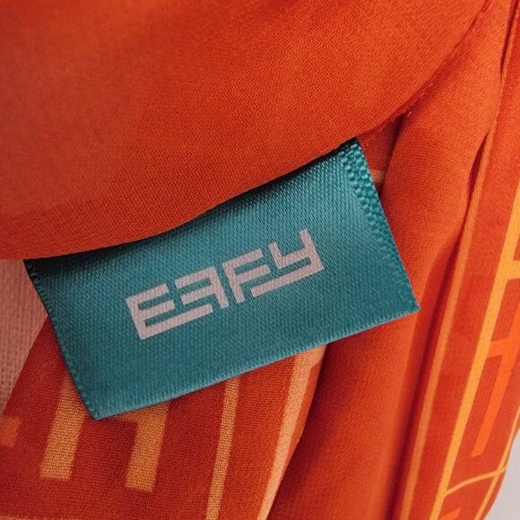 Effy Hematian Women's Scarf Orange Logo Animal Print  Sheer Rectangular 68X27" - Picture 3 of 5